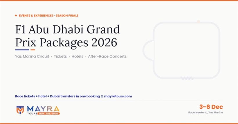 F1 Abu Dhabi Grand Prix packages 2026 — Mayra Tours banner